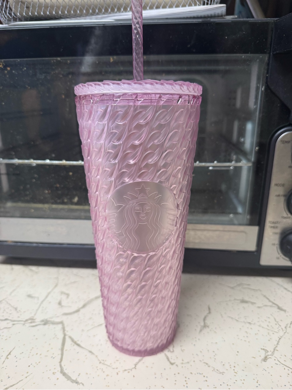 Starbucks Lavender Pink Textured Cold Cup with Straw